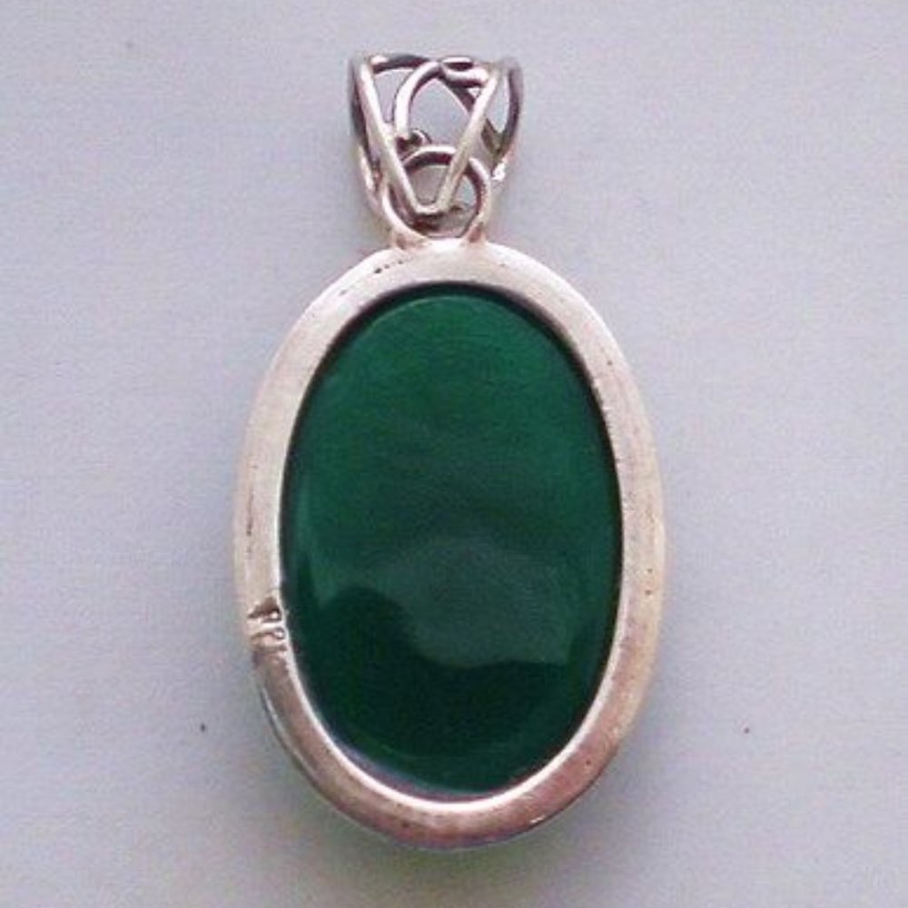 Gorgeous Huge Solid Sterling Silver 925 Green Aga… - image 2